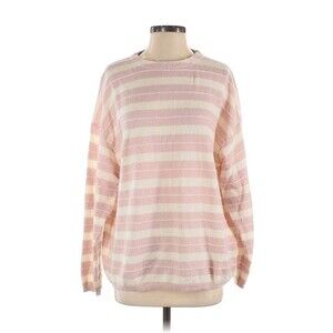 All Saints Wool Alpaca Oversized Pullover Sweater Pink White Stripe Sz XS/S